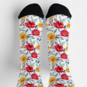 Cheerful Watercolor Floral Pattern in Yellow Rose ソックス (上部)