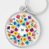 Cheerful Watercolor Florals キーホルダー (正面)
