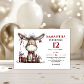 Cheerful whimsical animals digital kids birthday 招待状