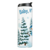 Cheerful Winter Snowman with Pine Trees タンブラー (回転左)