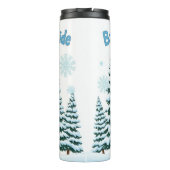 Cheerful Winter Snowman with Pine Trees タンブラー (裏面)