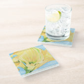 Cheerful Yellow Calla Lily Vacation Home ガラスコースター (アングル)