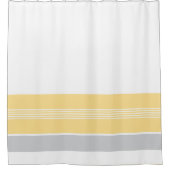 Cheerful Yellow Gray Striped シャワーカーテン (正面)