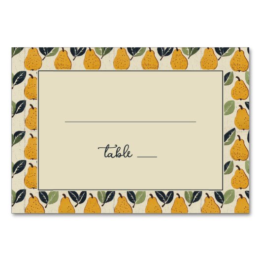 Cheerful Yellow Pear Illustration Border テーブルナンバー (正面)