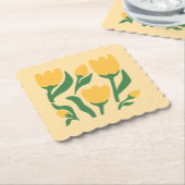 Cheerful Yellow Tulips Paper Coaster ペーパーコースター (アングル)