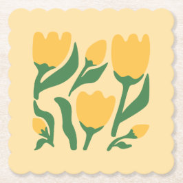 Cheerful Yellow Tulips Paper Coaster ペーパーコースター