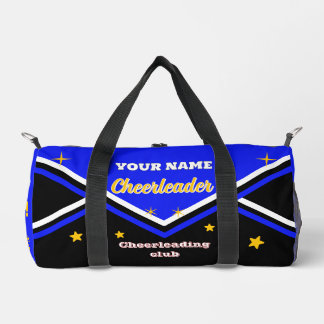 cheerleader bag, personalize blue, white & black ダッフルバッグ