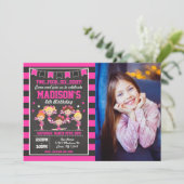Cheerleader Birthday Photo Invitation  Pink Black 招待状 (スタンド正面)