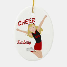 Cheerleader Blonde Black & Red セラミックオーナメント