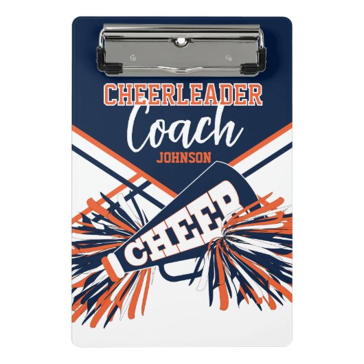 Cheerleader Coach - Navy Blue, Orange & White ミニクリップボード (正面)