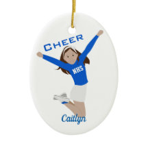 Cheerleader Dark Brunette Blue & White