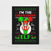 Cheerleader Elf Design Christmas Cheerleading  カード (正面)