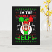 Cheerleader Elf Design Christmas Cheerleading  カード (黄色い花)