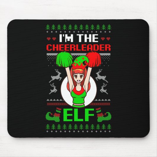Cheerleader Elf Design Christmas Cheerleading  マウスパッド (正面)