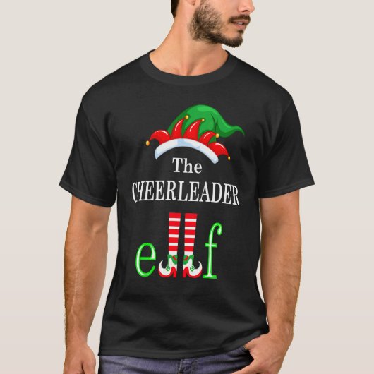 Cheerleader Elf Family Matching Group Christmas Pa Tシャツ (正面)