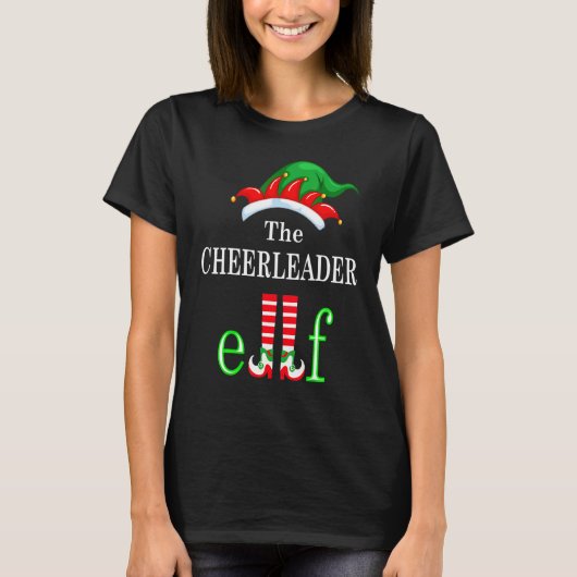 Cheerleader Elf Family Matching Group Christmas Pa Tシャツ (正面)