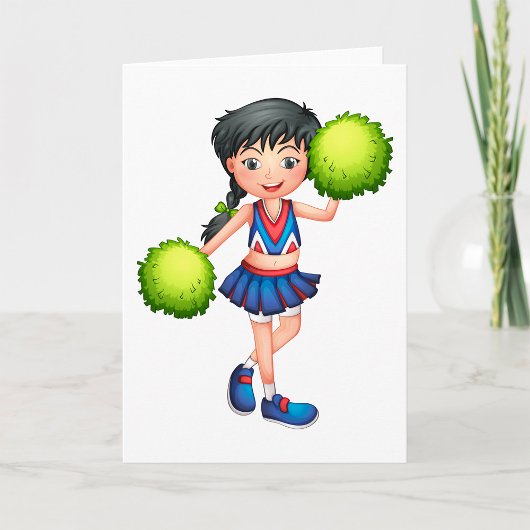 Cheerleader Girl with Pom Poms Fun Sports Spirit カード