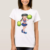 Cheerleader Girl with Pom Poms Fun Sports Spirit Tシャツ (正面)
