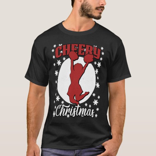 Cheerleader girl xmas Christmas cheer coach cheerl Tシャツ (正面)