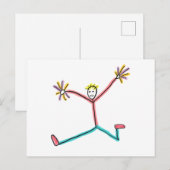 Cheerleader Leaping Stick Figure ポストカード (正面/裏面)