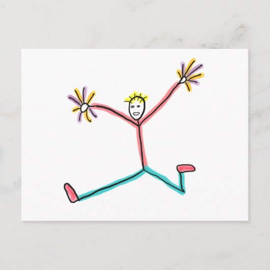 Cheerleader Leaping Stick Figure ポストカード (正面)