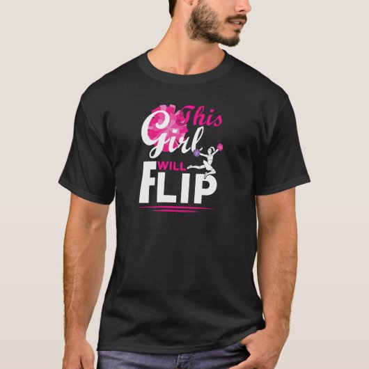 Cheerleader This Girl Will Flip Cheer Cheerleading Tシャツ (正面)