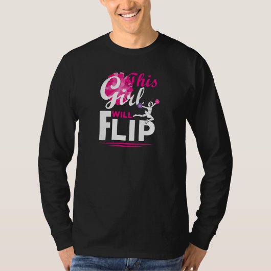 Cheerleader This Girl Will Flip Cheer Cheerleading Tシャツ (正面)