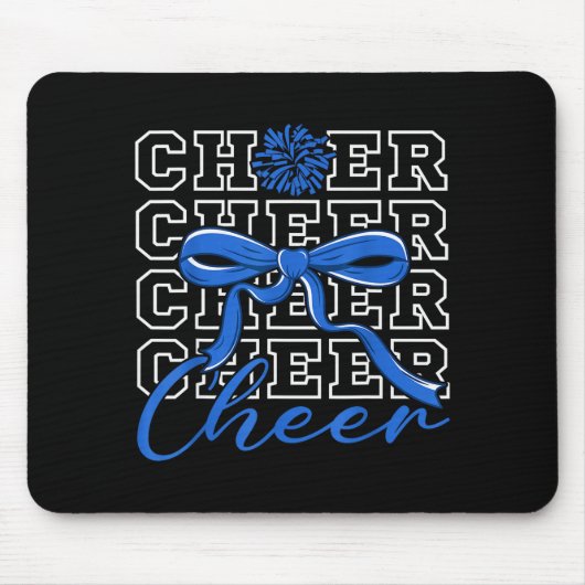 Cheerleading Cheer Blue Coquette Bow Cheerleader F マウスパッド (正面)