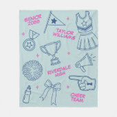 Cheerleading Doodle Cheer Team Senior Night フリースブランケット (正面)