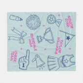 Cheerleading Doodle Cheer Team Senior Night フリースブランケット (正面(横))