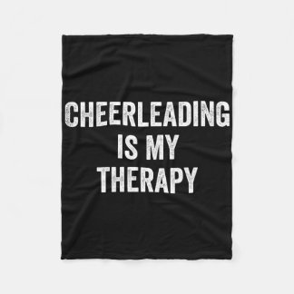 Cheerleading Is My Therapy Funny Saying Cheerleade フリースブランケット