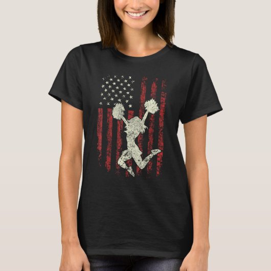 Cheerleading US Flag  Cheer Girl Patriotic 4th Of  Tシャツ (正面)