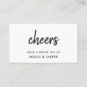 Cheers | シンプルな結婚式ドリンクバウチャーカード 割引カード (正面)