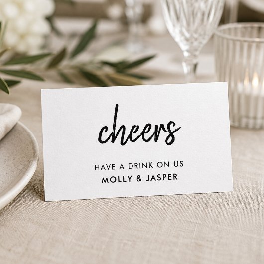 Cheers | シンプルな結婚式ドリンクバウチャーカード 割引カード