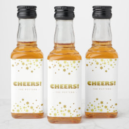 Cheers | 楽しいクリスマス 白と金の星 ミニ リキュールボトルラベル