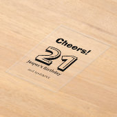 Cheers 21 birthday bold letter name boy man gifts  アクリル招待状 (レイダウン)