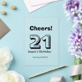Cheers 21 birthday bold letter name boy man gifts  アクリル招待状 (インサイチュ (ウェディング))