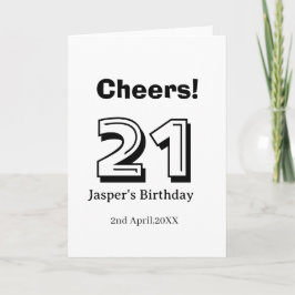 Cheers 21 birthday bold letter name boy man gifts  カード