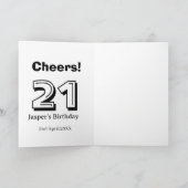 Cheers 21 birthday bold letter name boy man gifts  カード (内部)