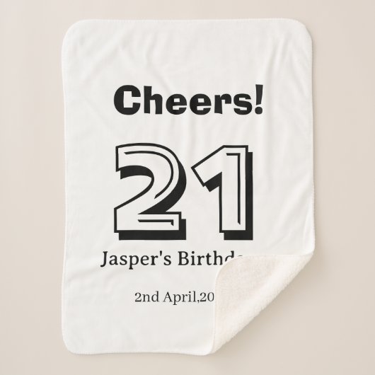 Cheers 21 birthday bold letter name boy man gifts  シェルパブランケット (正面)
