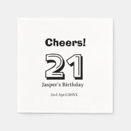 Cheers 21 birthday bold letter name boy man gifts  スタンダードカクテルナプキン