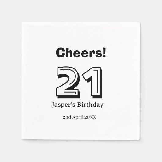 Cheers 21 birthday bold letter name boy man gifts  スタンダードカクテルナプキン (正面)