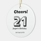 Cheers 21 birthday bold letter name boy man gifts  セラミックオーナメント (左)