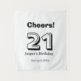 Cheers 21 birthday bold letter name boy man gifts  タペストリー