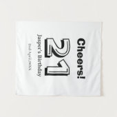 Cheers 21 birthday bold letter name boy man gifts  タペストリー (正面(横))