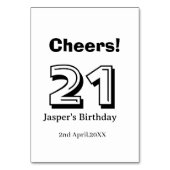 Cheers 21 birthday bold letter name boy man gifts  テーブルナンバー (裏面)