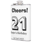 Cheers 21 birthday bold letter name boy man gifts  フラスク (左)