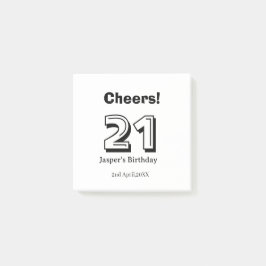 Cheers 21 birthday bold letter name boy man gifts  ポストイット