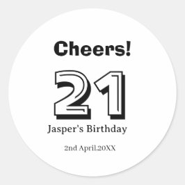 Cheers 21 birthday bold letter name boy man gifts  ラウンドシール