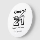 Cheers 21 birthday bold letter name boy man gifts  ラージ壁時計 (傾斜)
